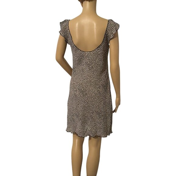 Natori Private Luxuries Leopard Print Ruffle Sleeve Scoop Back Short Dress - Picture 3 of 11